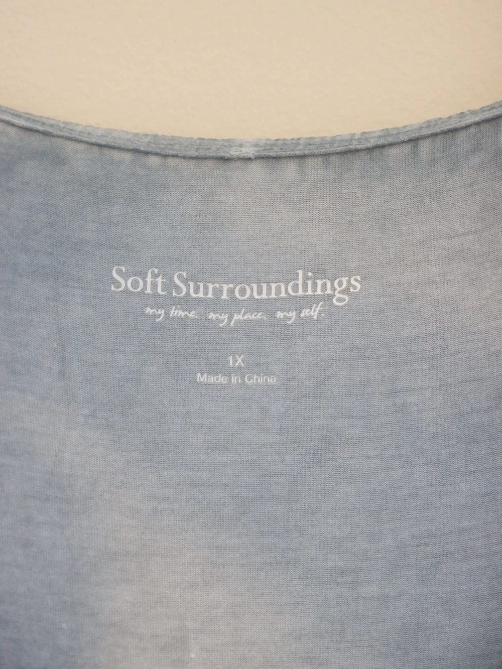 Soft Surroundings Pale Blue Sleeveless Tunic with White Floral Embroidery - Picture 2 of 4